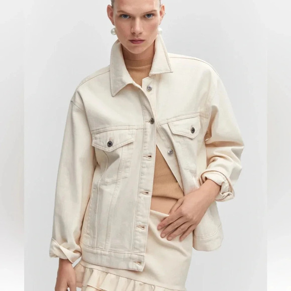 LOFT Denim Oversized Jacket size Large - Picture 1 of 4